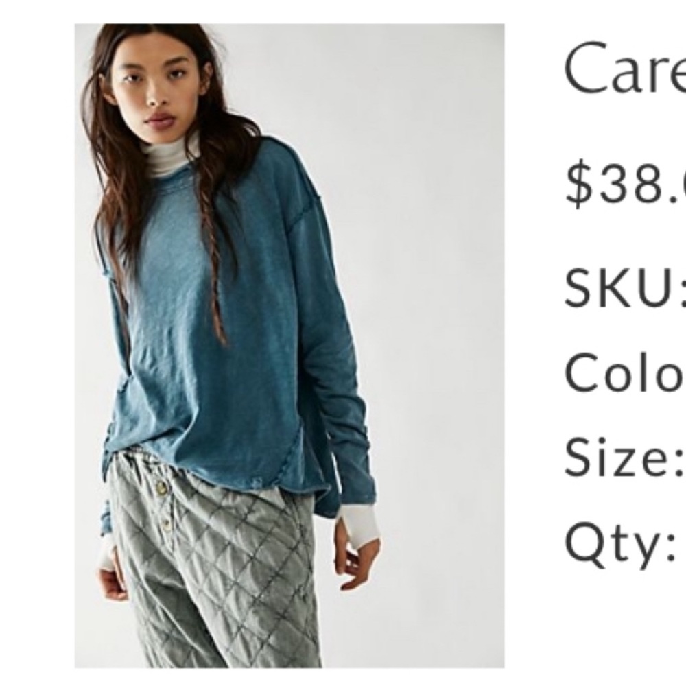 Free People NWT Regan Tee in Deep Teal size Medium